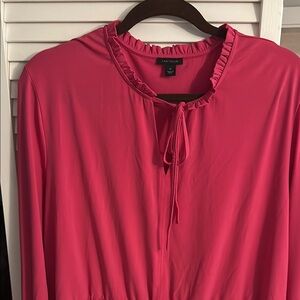Ann Taylor Vibrant Pink Ruffle Blouse